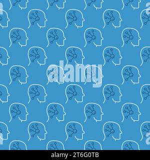 KI-Technologie im Kopf-Vektor-Konzept farbiges modernes nahtloses Muster Stock Vektor