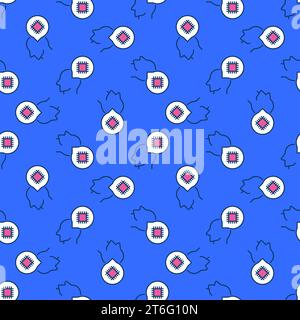 Sprachblase mit CPU- und Head-Vektor-Konzept, nahtloses Farbmuster Stock Vektor