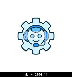 Chatbot in Gear Vector Bot Settings Concept Farbiges Symbol oder Logo-Element Stock Vektor