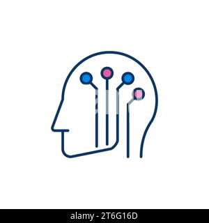Künstliche Intelligenz Kopf Vektor KI Konzept farbiges Symbol oder Symbol Stock Vektor
