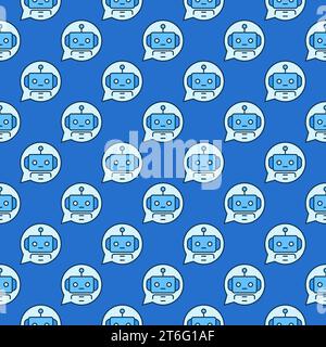 Chatbot in Speech Bubble Vector Konzept farbiges nahtloses Muster Stock Vektor