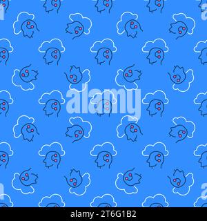 KI Head und Cloud Vector Learning Konzept Farbiges nahtloses Muster Stock Vektor