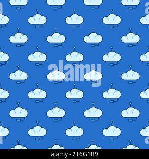 Cloud mit Headset Vektor Chatbot Konzept Farbiges nahtloses Muster Stock Vektor