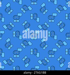 Chatbot mit Sprachblasenvektor Kommunikationskonzept Farbloses Muster Stock Vektor