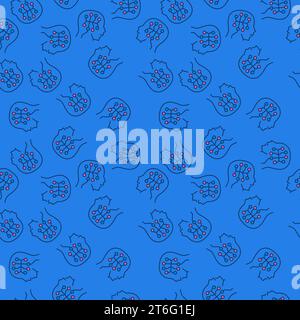 Kopf mit KI Digital Brain Vector Concept Farbiges nahtloses Muster Stock Vektor