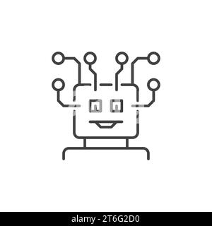 KI Roboterkopf Vektor Künstliche Intelligenz Konzept dünne Linie Symbol oder Symbol Stock Vektor