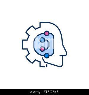 AI Head with Cog Wheel Vector Concept Farbiges Symbol oder Symbol Stock Vektor