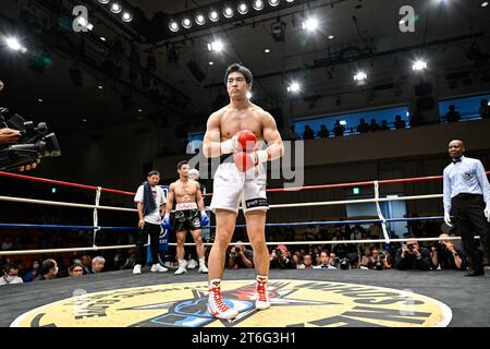 Tokio, Japan. November 2023. Eigoro Akai vor dem Finale des East Japan Rookie of the Year Tournament im Mittelgewicht 2023 in der Korakuen Hall in Tokio, Japan, 3. November 2023. Quelle: Hiroaki Finito Yamaguchi/AFLO/Alamy Live News Stockfoto