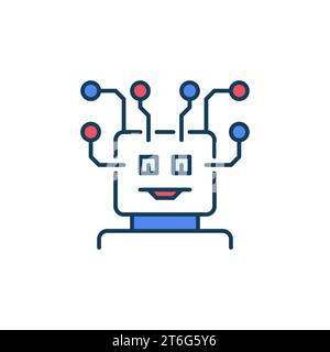 AI Roboterkopf mit Schaltungen Vektor Künstliche Intelligenz Konzept farbiges Symbol oder Designelement Stock Vektor