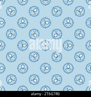 Ziel mit dem man-Vektor-Ziel oder dem Targeting-Konzept blaues nahtloses Muster Stock Vektor
