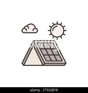 Solarmodul auf Dach Vektor Konzept farbiges Symbol oder Designelement Stock Vektor