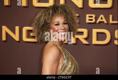 London, Großbritannien. November 2023. Ria Hebden kommt bei der Weltpremiere von The Hunger Games: The Ballad of Songbirds & Snakes im BFI IMAX Waterloo in London an. (Foto: Fred Duval/SOPA Images/SIPA USA) Credit: SIPA USA/Alamy Live News Stockfoto