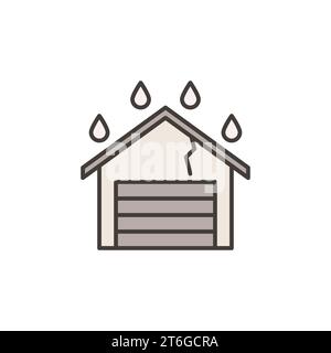 Garage mit Dach Leck Vektor Wasserschaden Konzept farbiges Symbol oder Designelement Stock Vektor