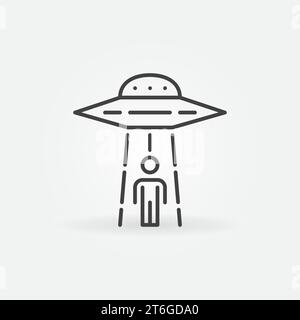 UFO-Abduktionsvektorkonzept Symbol oder Symbol für dünne Linien Stock Vektor