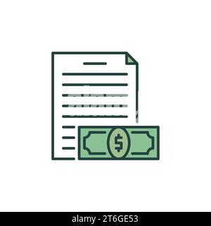 Dokument mit farbigem Symbol oder Symbol für das Zahlungskonzept des Banknotenvektors Stock Vektor