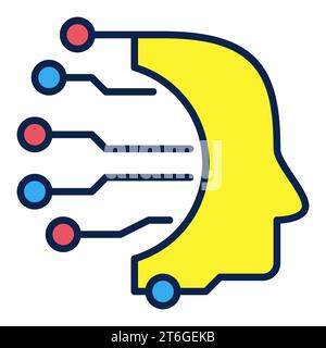 AI Kopf mit Leiterplattenvektor ML Konzept farbiges Symbol oder Designelement Stock Vektor