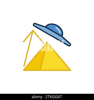 Pyramiden und UFO-Vektorkonzept farbiges Symbol oder Symbol Stock Vektor