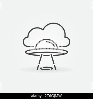 UFO in Cloud-Vektorkonzept umgibt minimales Symbol oder Symbol Stock Vektor