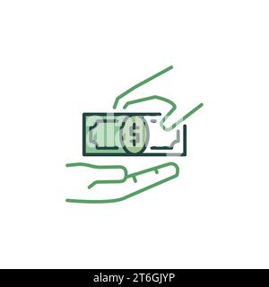 Bestechungsvektorhände mit farbigem Symbol oder Logo-Element von Cash Concept Stock Vektor