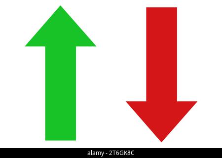 Abbildung: Grüne und rote Pfeile isoliert auf weiß Stockfoto