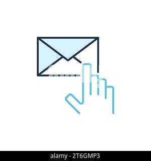 Hand zeigt auf das farbige Symbol oder Symbol des Umschlagvektors E-Mail-Konzept Stock Vektor