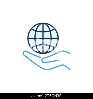 Handheld Globe Vektor Konzept farbiges Symbol oder Symbol Stock Vektor