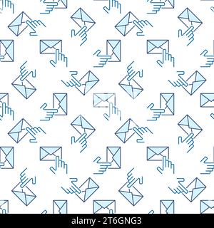 Hand zeigt auf Umschlagvektor E-Mail-Konzept farbiges nahtloses Muster Stock Vektor