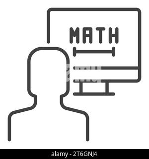 Online-Mathematikunterricht Vektor Mathematik Ausbildung Konzept Umrisssymbol oder Symbol Stock Vektor