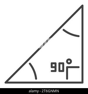 Rechtes Dreieck Vektor Maths 90 Grad Winkel Konzept Symbol oder Zeichen in dünner Linie Stil Stock Vektor
