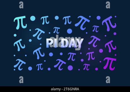 Pi-Tag am 14. März, horizontales farbiges Vektor-Banner. Mathematische Konzeptillustration mit dunklem Hintergrund Stock Vektor
