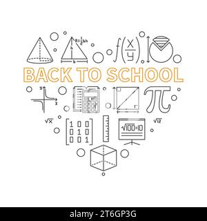 Back-to-School-Konzept-Vektor-dünne, herzförmige Banner. Vektor Minimal Education Illustration Stock Vektor