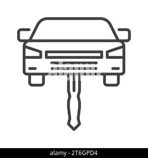 Fahrzeug als Schlüsselvektorkonzept oder Zeichen in dünner Linie Stock Vektor