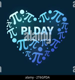 Pi-Tag am 14. März Vektor-herzförmiges blaues Banner. Mathematische Konzeptillustration mit dunklem Hintergrund Stock Vektor