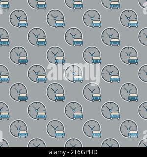 Auto-Sharing-Zeit-Vektor Miete nach Stunde Konzept farbiges nahtloses Muster Stock Vektor