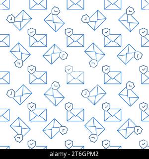 Umschlag mit Shield Vector Email Protection Konzept lineares nahtloses Muster Stock Vektor