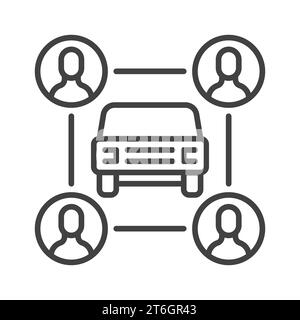 Vektor Car Sharing oder Mietkonzept lineares Symbol oder Symbol Stock Vektor