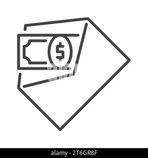 Vektor „Bargeld in geöffnetem Umschlag“ - Symbol für Gehaltskonzept oder Symbol im Umrissstil Stock Vektor