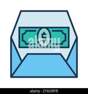 USD-Geld in geöffnetem Umschlag Vektor Provisionskonzept farbiges Symbol oder Logo-Element Stock Vektor