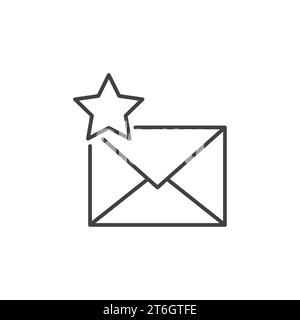 Umschlag mit Sternvektor E-Mail Favorit Konzept dünne Linie Symbol oder Symbol Stock Vektor