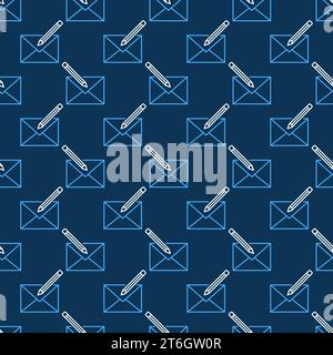 Bleistift mit Umschlag Vektor E-Mail Konzept nahtloses Muster im Umrissstil bearbeiten Stock Vektor