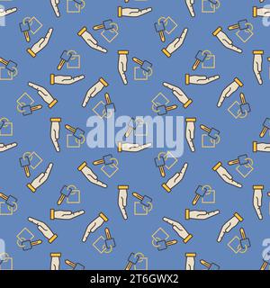 Hand und Auto Schlüssel Vektor Car Sharing Konzept farbiges nahtloses Muster Stock Vektor