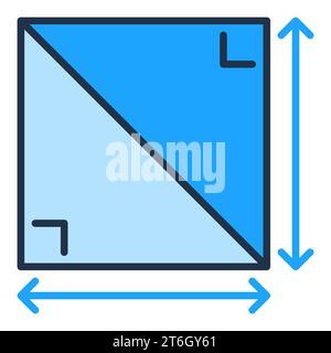 2D-Quadrat geometrischer Formvektor mathematisches Konzept Farbiges Symbol oder Logo-Element Stock Vektor