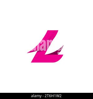 L einfaches Logo mit rosafarbener Farbe Stock Vektor