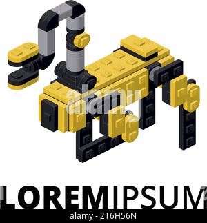 Logo mit dem Bild eines Roboters in Isometrie. Vektor Stock Vektor