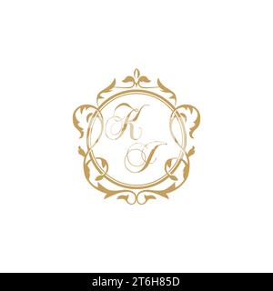 KJ Hochzeit erste Einladung mit elegantem Ornament Kreis Element Vektor Grafik Vorlage Stock Vektor