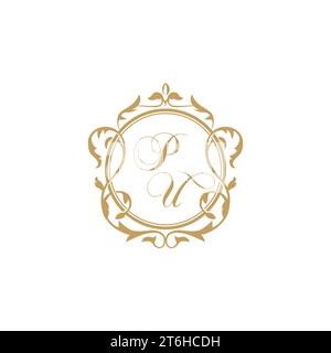 PU-Hochzeits-Initialeinladung mit eleganter Ornament Kreis Element Vektor-Grafikvorlage Stock Vektor