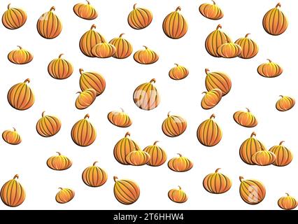 Hintergrund mit orangefarbenen Kürbissen, Grafiken für Thanksgiving, halloween und Herbstsaison Stock Vektor