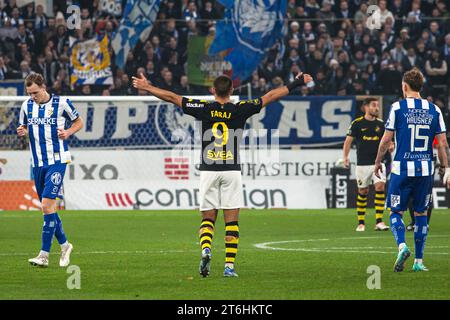 Halmstad, Schweden. November 2023. Omar Faraj (9) von AIK wurde während des Allsvenskan-Spiels zwischen IFK Göteborg und AIK bei Gamle Ullevi in Göteborg gesehen. (Foto: Gonzales Photo - Amanda Persson). Stockfoto