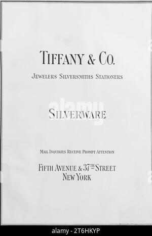 1927 Tiffany & Co Juweliere Silberschmiede Schreibwaren, Silberwerbung. Fifth Avenue & 37th Street New York Stockfoto