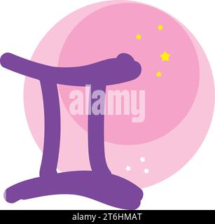 Isoliertes gemini farbiges Sternzeichen Symbol Vektor Stock Vektor